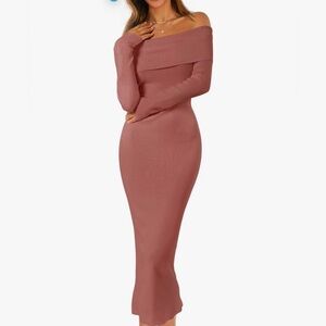 Amazon viral maroon Off-Shoulder Bodycon Dress